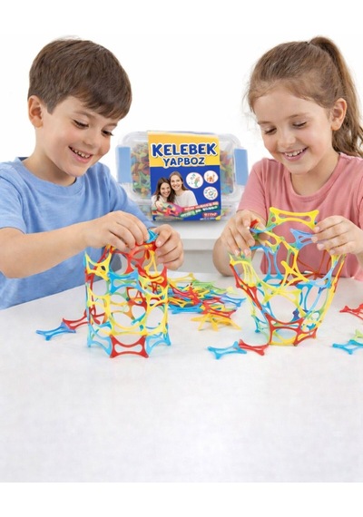 Kelebek Yapboz 200 Parça Renkli Birleştirmeli Yapı-şekil Oyuncağı Puzzle Eğitici Blok Seti Saklama Kaplı