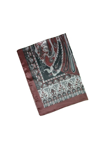 Mim Eşarp Işıl İpek Etnik Desenli Jan Jan Şal 75x190 Cm Bordo
