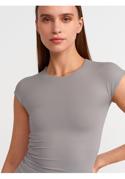 Dilvin Poliamid T-shirt Gri