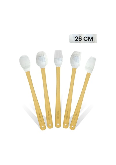 Indigo 5'li Gri Mermer Bambu Silikon Spatula Seti Uzun 26 Cm Diğer