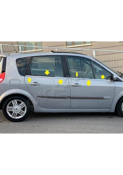 Woc Chrome Renault Scenic 2 Krom Cam Çıtası 2003-2009 4 Parça Pas