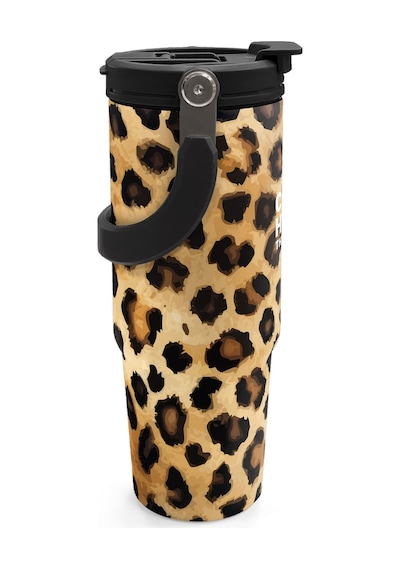 Coral High Kahverengi Leopar Desenli Pipetli Ve Direkt İçim Çelik Termos 900 Ml 38719 Kahverengi