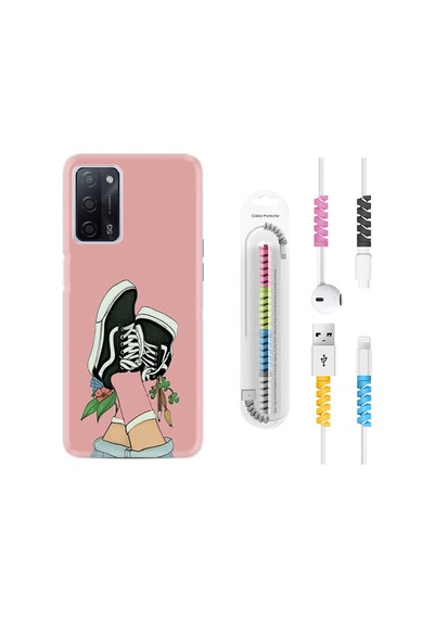 Oppo A55 Kılıf Kablo Koruyuculu Dog And Girl 1359