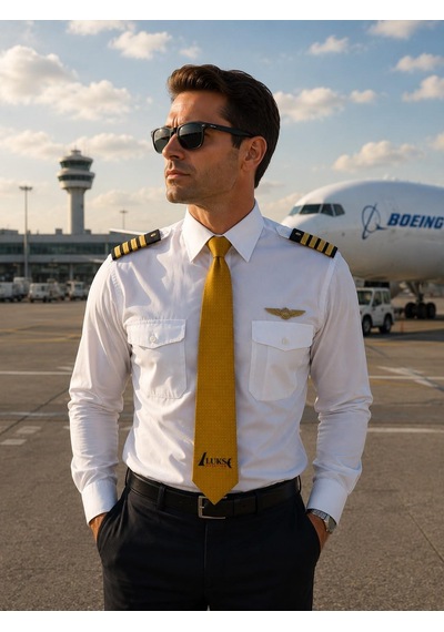Crewturk Kravat "luks Aviation" Sarı Desenli