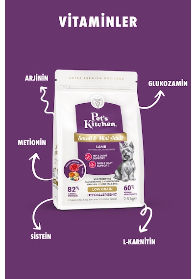 Pet's Kitchen Yetişkin Köpek Maması Küçük Irk Kuzu Etli 2,5 Kg