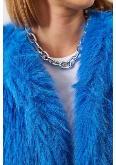 Shade Kadın Suni Kürkllü Astarlı Mont 38119 60251968 - Saks Saks Mavi
