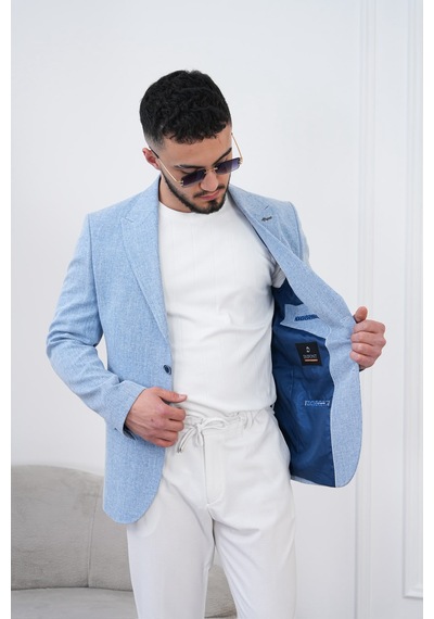 Dupont Classics Dupont Slim Fit Sivri Yaka 6 Drop Çift Yırtmaç Keten Blazer Ceket - Nefes Alabilen Hafif Erkek Ceket Mavi Dupont Classics Dupont Slim Fit Sivri Yaka 6 Drop Çift Yırtmaç Keten Blazer Ceket - Nefes Alabilen Hafif Erkek Ceket Mavi