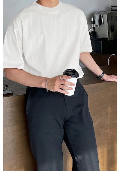 Genius Store Erkek Oversize Tişört Pamuk Kumaş Bisiklet Yaka Rahat Kalıp T-shirt Beyaz Genius Store Erkek Oversize Tişört Pamuk Kumaş Bisiklet Yaka Rahat Kalıp T-shirt Beyaz