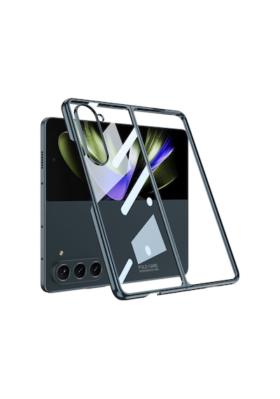 Samsung Uyumlu,  Galaxy Z Fold 5 Kılıf Zore Full Camlı Kıpta Kapak Gümüş Yeşili