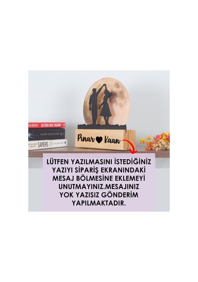Işıklı Pleksi Dolunay Kişiselleştirilebilir Biblo Belinda Elele Tutuşan Çift Anahtar Askılığı Sarı - 740055739