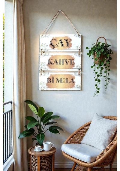 Çay Kahve Mola Mdf Ahşap Duvar Tablosu, Cafe, Restoran, Mutfak Dekoratif Süs