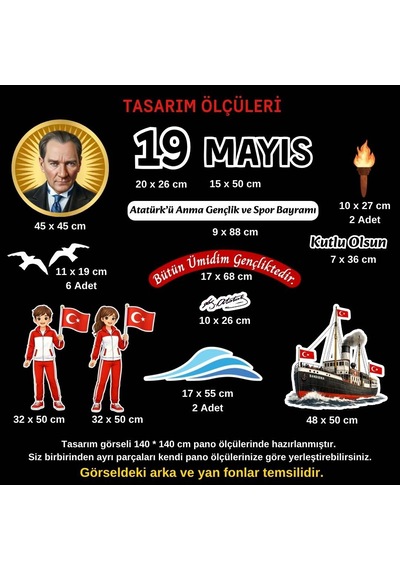 19 Mayıs Atatürk Ü Anma Gençlik Ve Spor Bayramı Pano Süsü Figür Seti Hazır Kesim Okul & Sınıf Dekoru 7