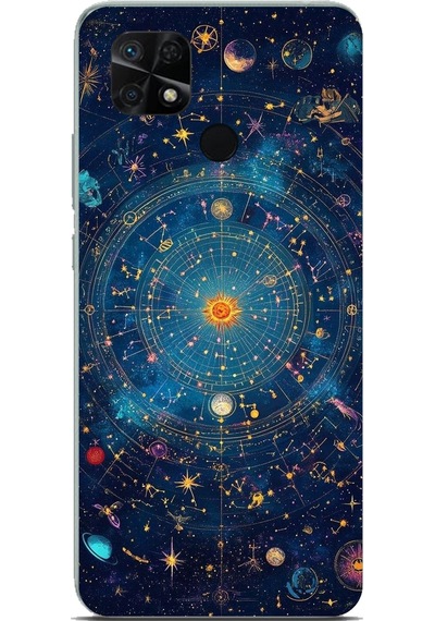 Redmi 10c - Poco C40 Uyumlu Yıldız Atlası Kozmik Rehber Baskılı Silikon Kılıf Renkli