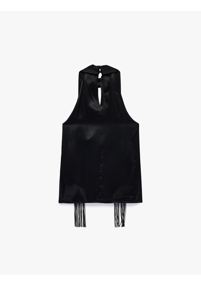 Koton Saten Halter Yaka Kolsuz Bluz Siyah 6sak60286uw Siyah