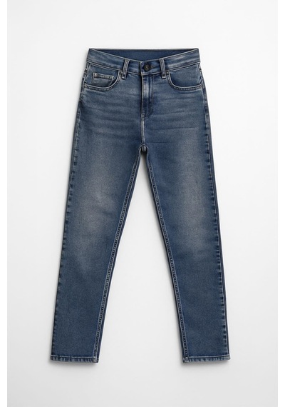 Kadın Yüksek Bel Slim Fit Likralı Mavi Jean Pantolon Mavi