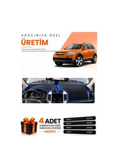 Chevrolet Captiva 2008-2011 Uyumlu Torpido Koruma Örtüsü Oto Kılıfı - Siyah Mavi
