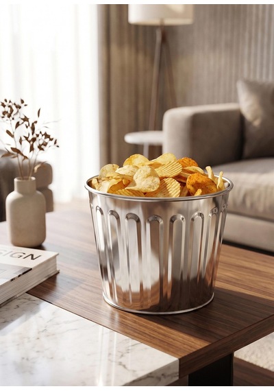 The Mia Popcorn Ve Cips Kasesi Krom Gümüş