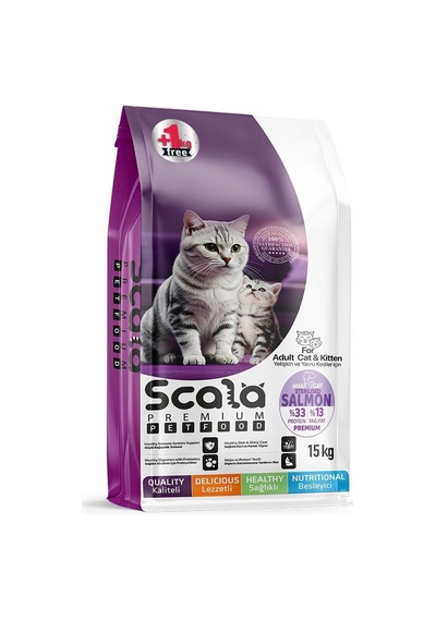 Scala Premium Somonlu Kısırlaştırılmış Yetişkin Kedi Maması 15 Kg