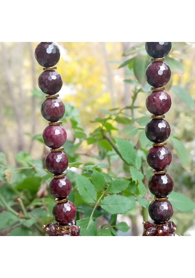 2603 Garnet Hematit El Yapımı Kolye Bordo