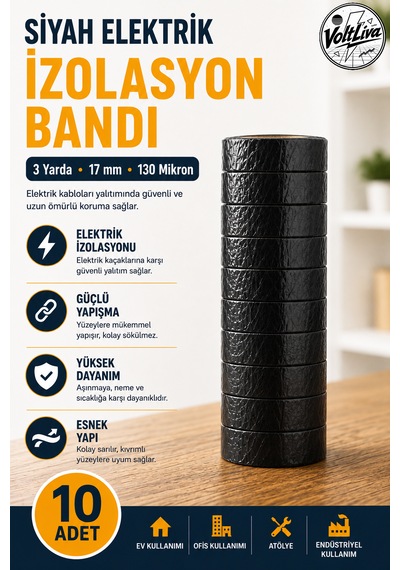 Finish 10 Adet Siyah Elektrik İzolasyon Bandı