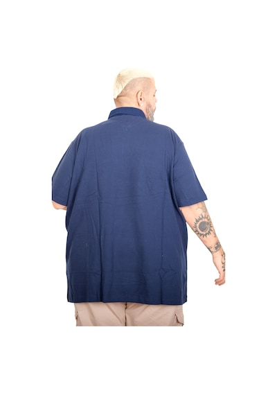 Mode Xl Büyük Beden Erkek Fermuarlı Polo Yaka T-shirt 25319 Indıgo İndigo