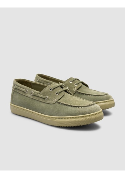 Monamae %100 Hakiki Deri Yeşil Süet Kadın Loafer YESIL