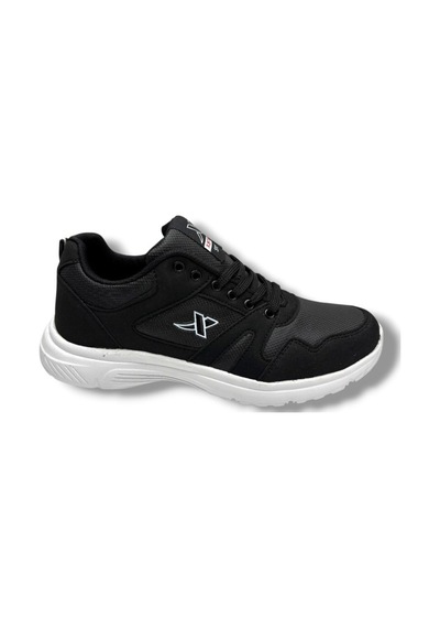 Xstep 020-26 Cilt Deri Anatomik Erkek Sneaker Siyah Beyaz Siyah