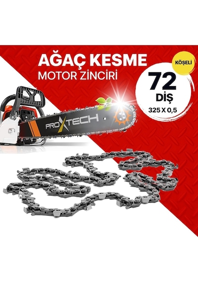 Proxtech Profesyonel Yüksek Keskinlik,325/0,5-72 36 Köşeli Motorlu Testere Zinciri 36 Diş