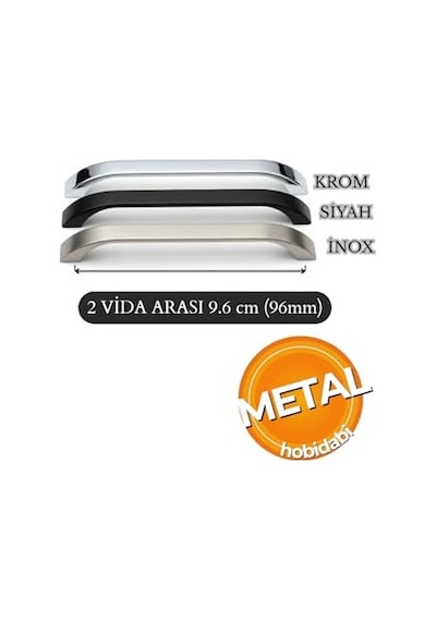 Göksu Siyah Metal Mutfak Dolap Kulpları, Çekmece Kapak Kulbu, Mobilya Kulp 96 Mm, Adet, 1 155 x 230 MM (Büyük Boy)