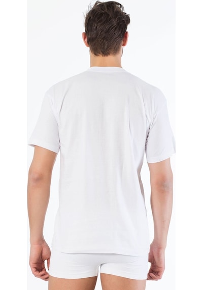 Siyah İnci Pamuklu Yuvarlak Yaka Kısa Kol T-shirt Beyaz