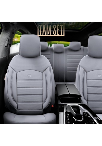 Tr Inspire Design Premium Deri Ekstra Destekli Universal Oto Koltuk Kılıfı Tam Set Füme Genel