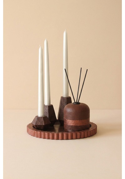 Giselle Terracotta Trio Candle & Fragrance 9'lu Set Kahverengi