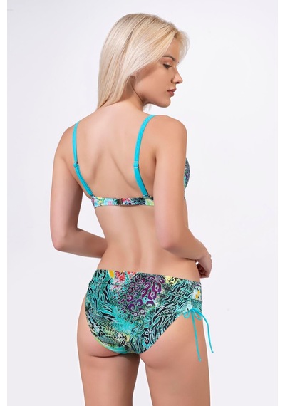 Endeep Kadın Balenli Destekli Desenli Mavi Bikini Takımı