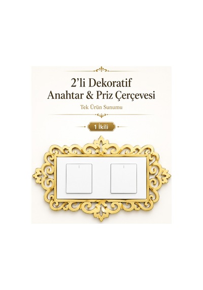 Gold Dekoratif Anahtar Priz Çerçevesi 2'li