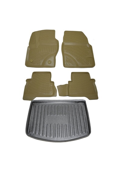 Ford C-Max 2011+ Bej Havuzlu Paspas Ve Bagaj Seti Bizymo Bej