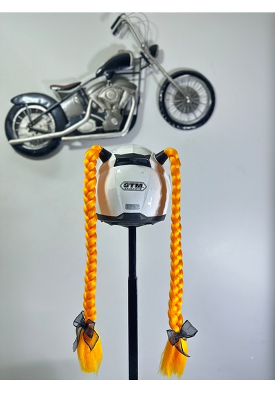 Motor & Motosiklet Çift Turuncu Örgü Saç Kask Dış Aksesuarı Diğer