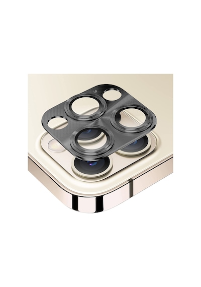 Apple Uyumlu iPhone 12 Pro Metalik Seri Kamera Lens Koruyucu Siyah Siyah