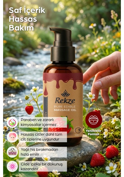 Tatlı Kaçamak: Unisex Ve Erotik Çilek Aromalı Masaj Yağı 100 Ml - 636334036