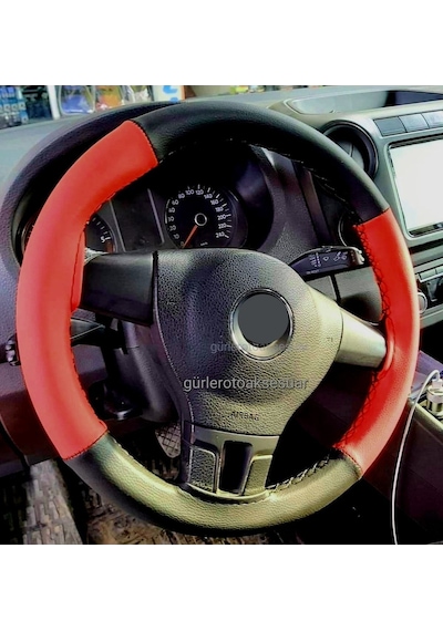 Renault Brodway Uyumlu Dikmeli Direksiyon Kılıfı Iki Renkli Kırmızı-siyah