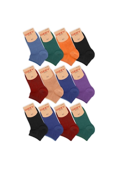 Ozzy Socks Bambu Dikişsiz Kadın Patik Çorap 12 Çift Çok Renkli