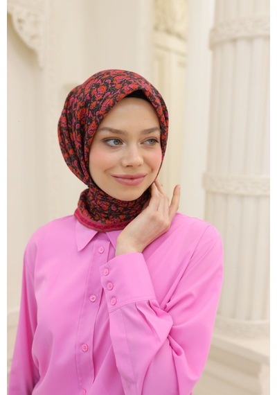 Silk Home Soft Eşarp 73077-27 Siyah, Pembe, Vizon, Mercan