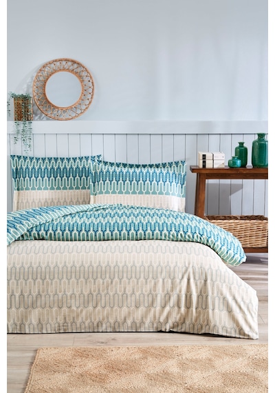 Özdilek Flame Stitch Çift Kişilik Nevresim Takımı MAVI
