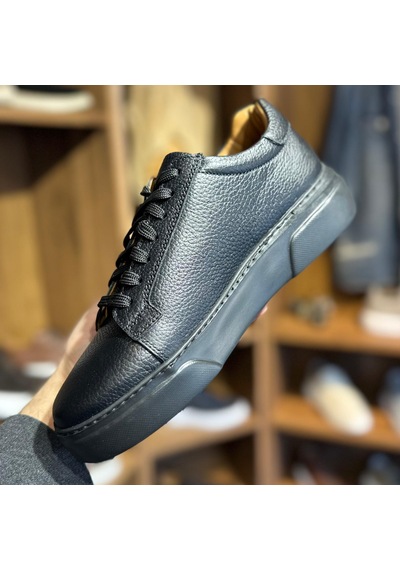 Alza %100 Hakiki Deri Erkek Sneaker Günlük Rahat Ve Şık Ayakkabı - Siyah