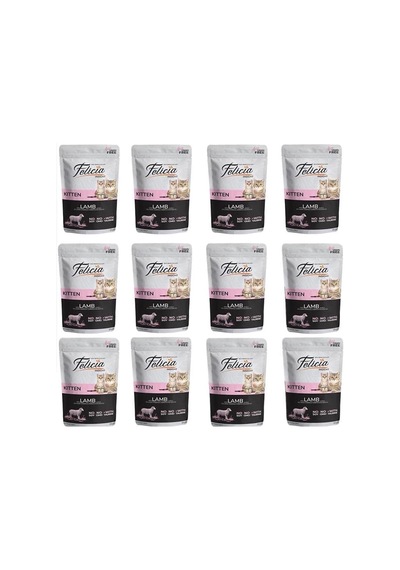Pouch Yaş Kedi Maması, Tahılsız, Kuzu Etli, Yavru Kedi 12 X 85 Gr