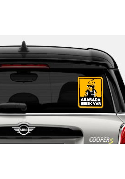 Arabada Bebek Var Sticker - Araba Oto Araç Sticker - 00650 25X21 Cm