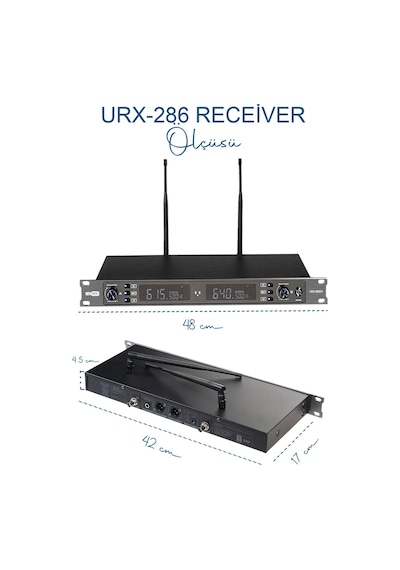 Hepa Merz Urx-286ee Üst Kalite 2'li El Tipi Uhf Telsiz Kablosuz Mikrofon Seti 2x100 Kanal