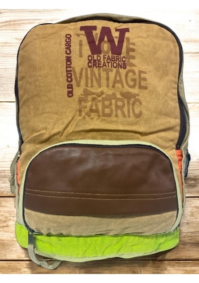 Old Cotton Cargo Kaliteli Tek Bölmeli Vintage Disayn Günlük Gezi Spor Okul Sırt Çantası Patchwork Komor 29x42cm Yeşil