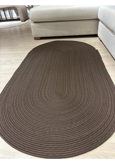 Mavaux Galileo Oval Jüt Yuvarlak Hasır Görünümlü Klasik Halı Kilim Kahve