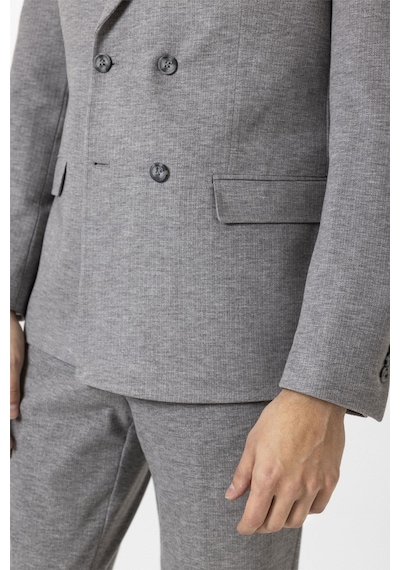 Süvari Gri Slim Fit Desenli Kruvaze Yaka 6 Drop Spor Takım Elbise