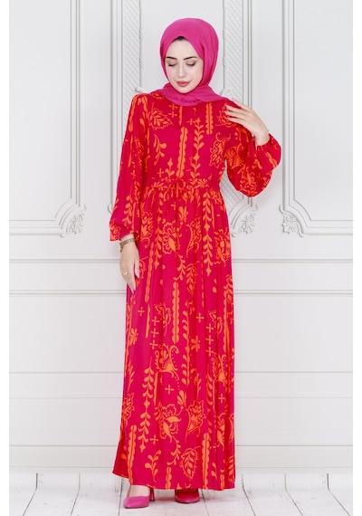 Sevitli Otantik Yarım Düğmeli Viscon Elbise-pembe-4012-pembe Pembe Sevitli Otantik Yarım Düğmeli Viscon Elbise-pembe-4012-pembe Pembe